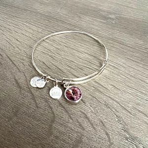 Alex and Ani October Pink Birthstone Silver Bracelet